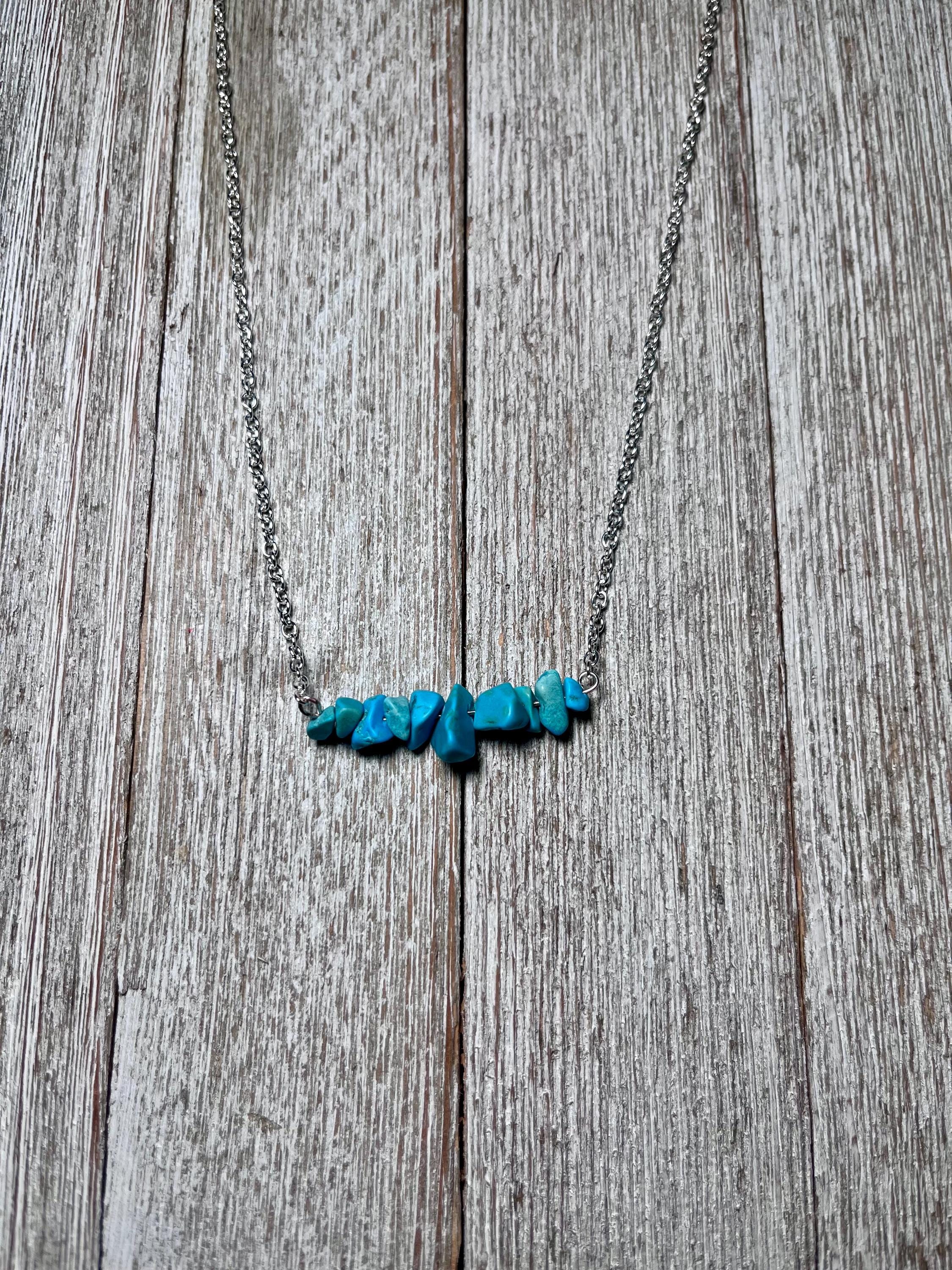 Turquoise Bar Necklace, Western Turquoise Necklace