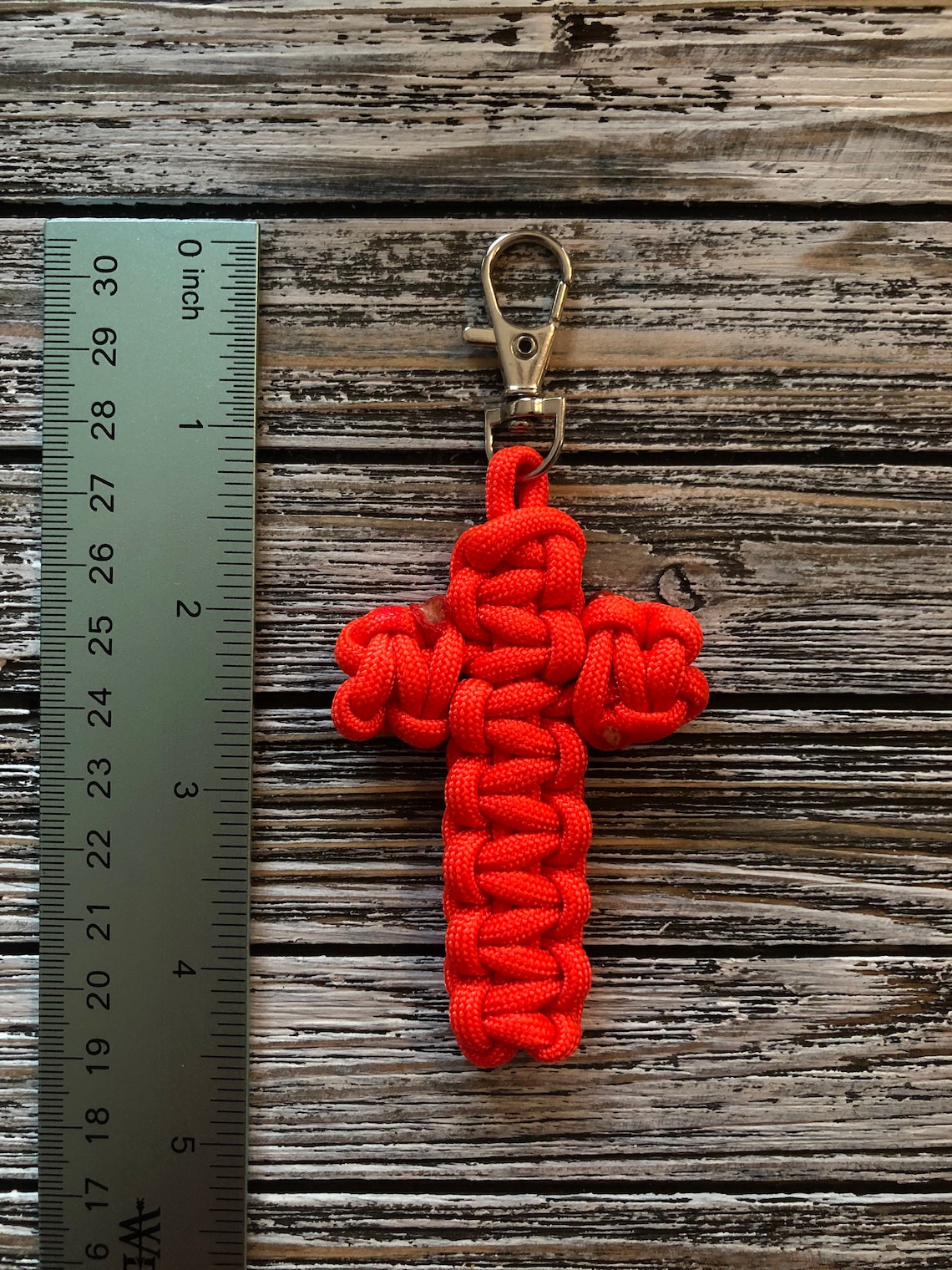 Paracord Cross Keychain Keychain Rope key chain Orange Etsy