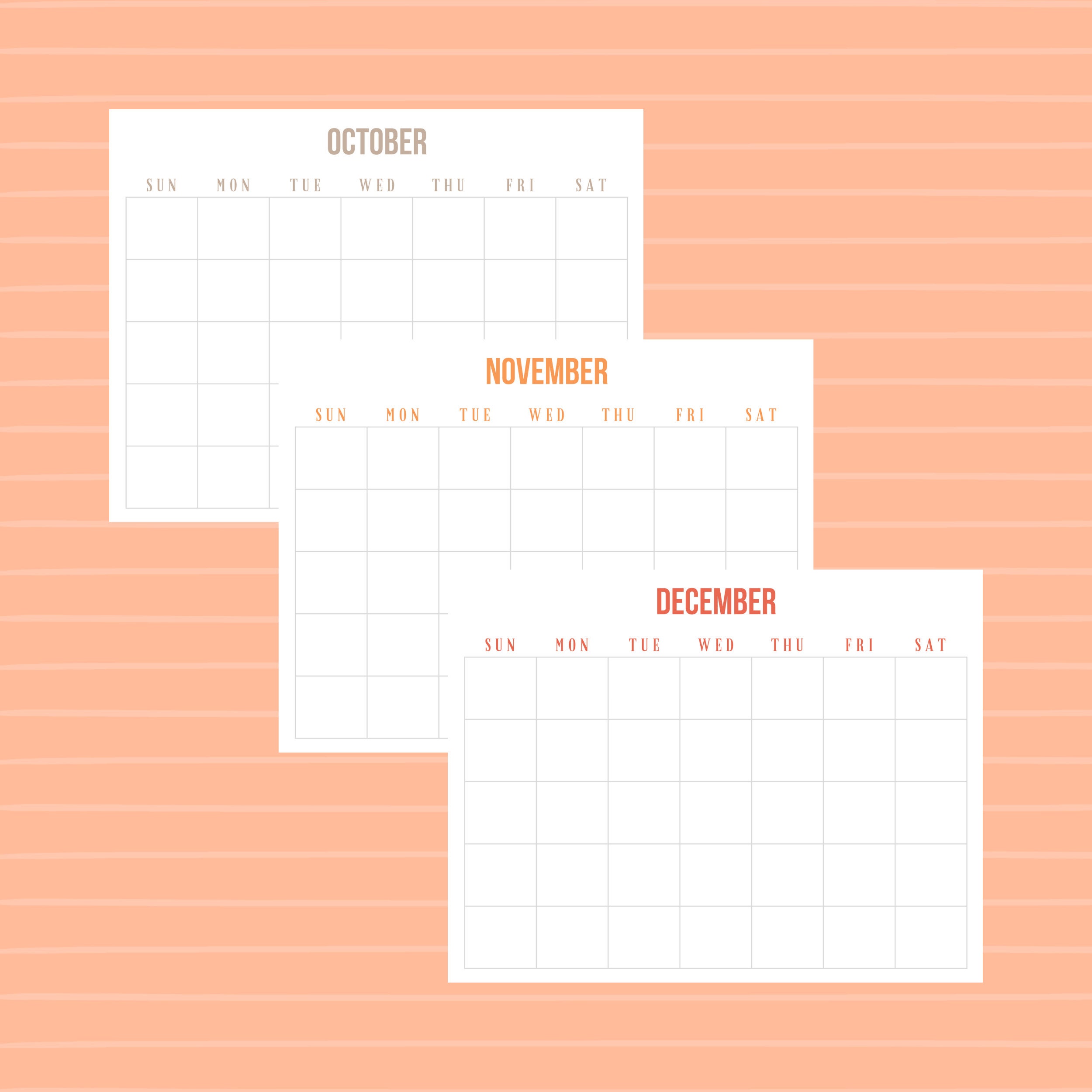 Blank Yearly Calendars, Full Year Calendars - Etsy