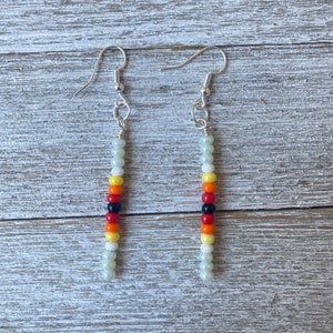 Light green western earrings, seed bead drop earrings, dangle earrings