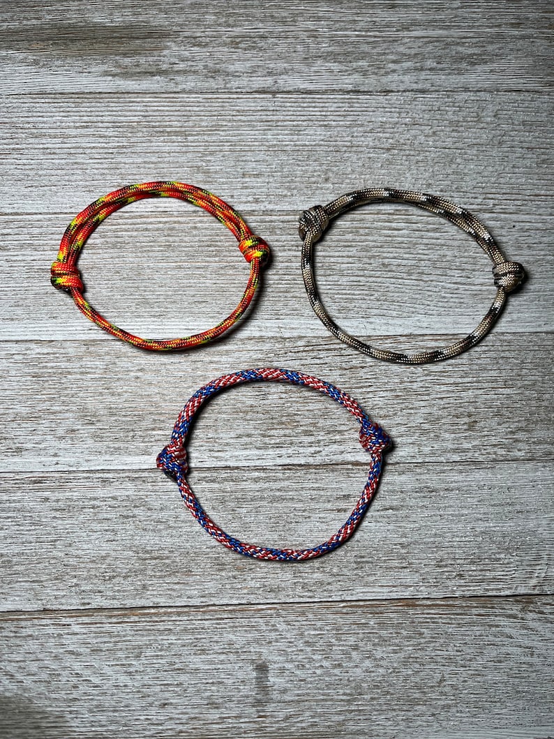 Paracord sliding knot bracelet, adjustable rope bracelets, minimalist image 4