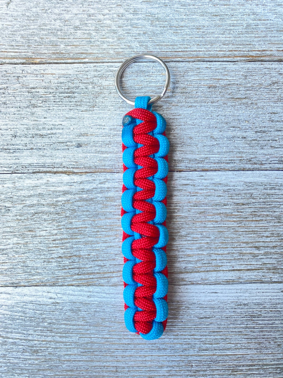 Paracord Keychain, Key Fob, Keychain, Rope Key Chain, Red and Blue - Etsy