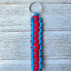 Paracord Keychain, Key Fob,  Keychain, Rope key chain, Red and Blue