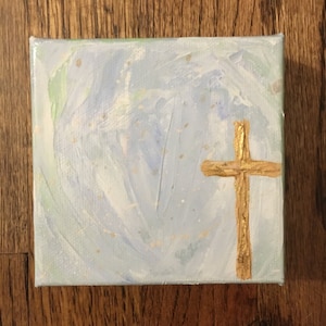 4x4 Gold Cross Painting on Canvas