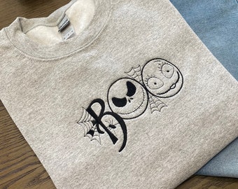 Embroidered Boo Sweatshirt, Embroidered Halloween Costume, Embroidered Shirt, Trick or Treat, Scary Sweatshirt, Spooky Sweatshirt