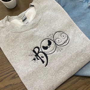 Embroidered Boo Sweatshirt, Embroidered Halloween Costume, Embroidered Shirt, Trick or Treat, Scary Sweatshirt, Spooky Sweatshirt