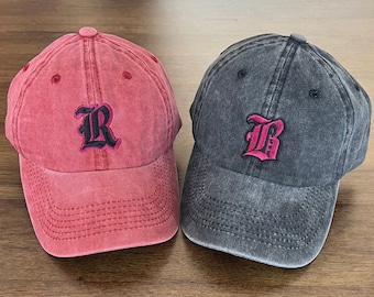 Custom Initial Embroidered Hat, Monogram Cap, Dad Hat, Unisex Vintage Baseball Hat, Personalized Initial Hat, Bridesmaid Gift