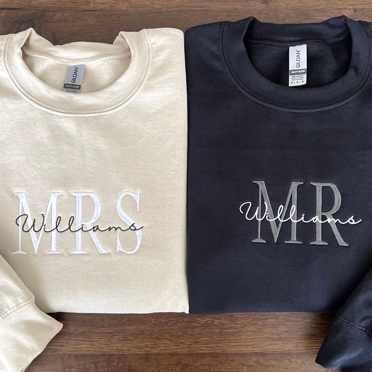 Custom Mrs. Embroidered Sweatshirt, Date on Sleeve, Hubby Wifey, Gift for Bride, Future Mrs. and Mr. Hoodie, Engagement Gift, Bride to Be - Etsy