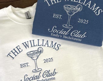 Custom Embroidered Bachelorette Sweatshirt, Cocktail Party Shirt, Bach Club Hoodie, Bridal Party Gifts, Bridesmaid, Bachelorette Party