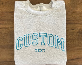 Custom Text Embroidered Sweatshirt, Personalized Hoodie, Gift For New Parents, Personalized Gift for Bride, Christmas Gift