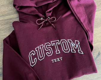 Custom Text Embroidered Hoodie, Personalized Gift for Bride, Gift For New Parents, Family Matching Sweatshirt, Gift For New Dad