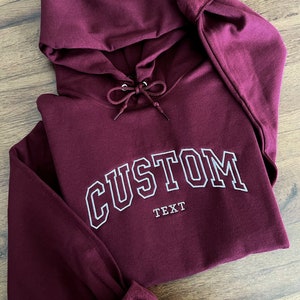 Custom Text Embroidered Hoodie, Personalized Gift for Bride, Gift For New Parents, Family Matching Sweatshirt, Gift For New Dad