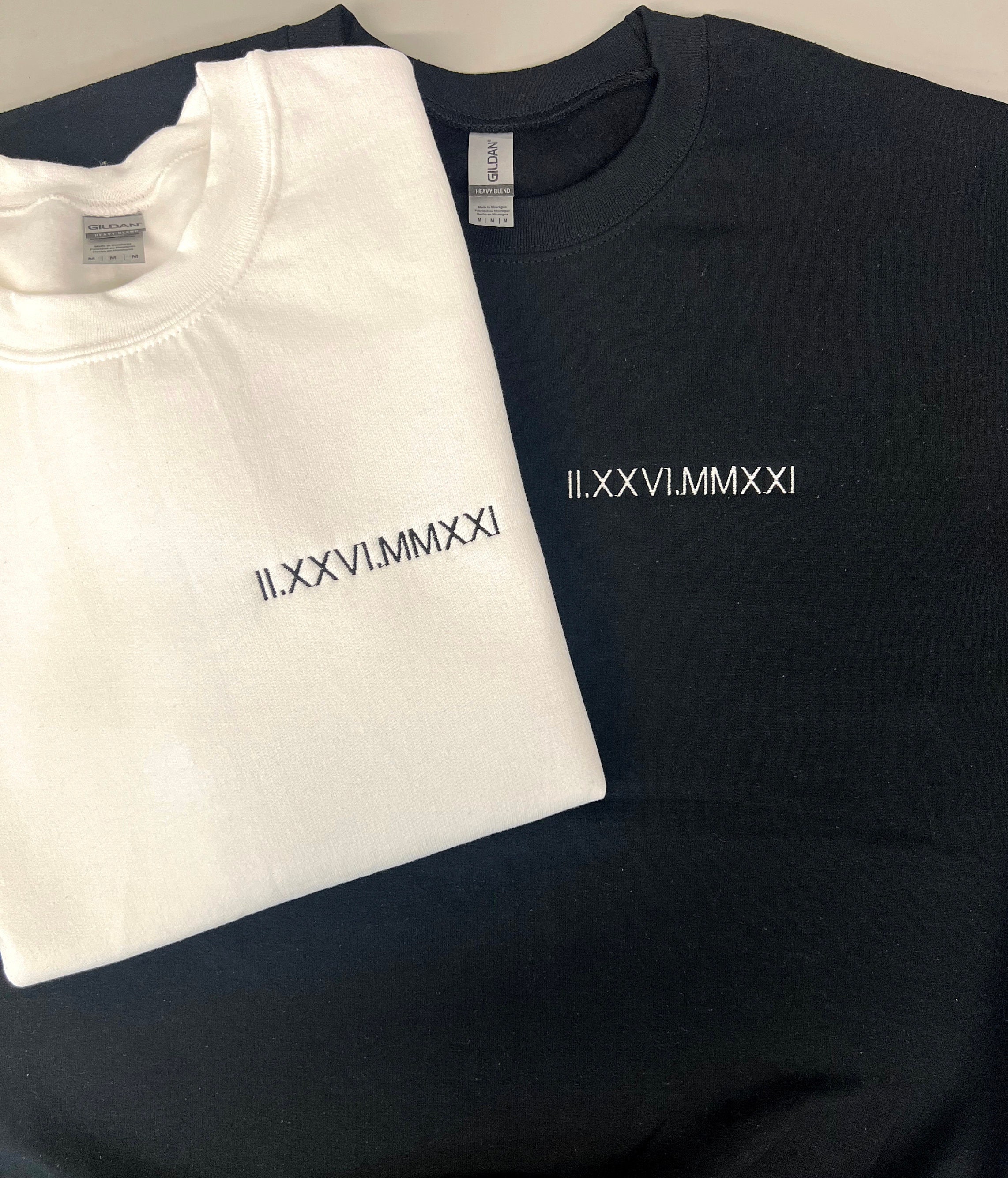 Custom Embroidered Roman Numeral Sweatshirt Couple Shirt - Etsy