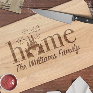 Personalized Disney Cutting Board Walt Disney Castle Cutting Board Disney Kitchen Charcuterie Cheese Board Laser Engraved Wedding Gift