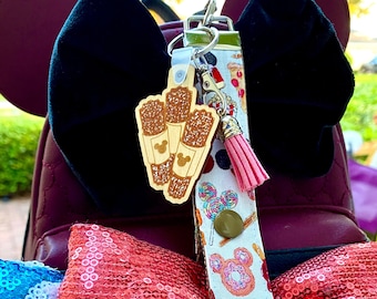 Churros Treats Disney Ear Holder For Backpack Minnie Mouse Ear Saver W/ Custom Charm Ears Saver Mickey Ears Holder Wristlet Keychain Holder