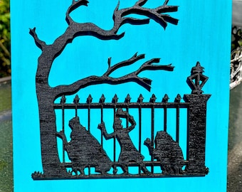Disney Tiered Tray Decor Haunted Mansion Hitchhiking Ghosts , Tabletop Signs Shelf Sitter Wood Decor Home decor