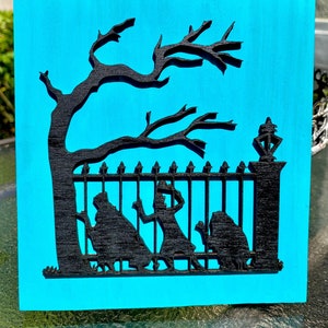 Disney Tiered Tray Decor Haunted Mansion Hitchhiking Ghosts , Tabletop Signs Shelf Sitter Wood Decor Home decor