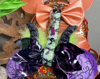 Maleficent Mickey/Minnie Ears Holder: Backpack Charm, Personalized Option