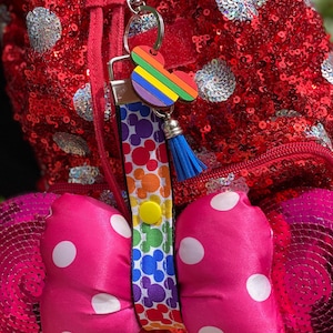 Rainbow Disney Ear Holder For Backpack Minnie Mickey Ear Holder Key Fob Disney Parks Minnie Ears Holder Princess Headband Strap Wristlet