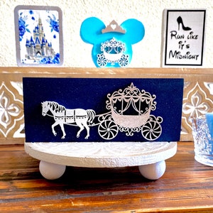 Disney Tiered Tray Decor with Cinderella Carriage , Disney Shelf Sitters Tabletop Signs Wood Decor Disney Home Decor Disney Gifts