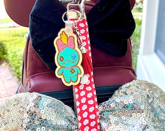 Lilo and Scrump Disney Ear Holder for Backpack W/ Custom Charm - Disney Ear Saver Mickey Ears Holder Minnie Ears Bag Hanger Ear Saver