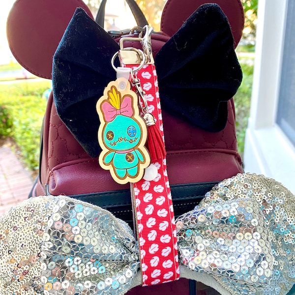 Lilo and Scrump Disney Ear Holder for Backpack W/ Custom Charm - Disney Ear Saver Mickey Ears Holder Minnie Ears Bag Hanger Ear Saver