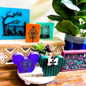 Haunted Mansion Disney Tiered Tray Decor  Disney Theme Tabletop Signs Shelf Sitter Wood Decor Disney Home Decor Disney Gifts