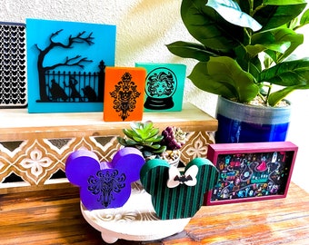Haunted Mansion Disney Tiered Tray Decor  Disney Theme Tabletop Signs Shelf Sitter Wood Decor Disney Home Decor Disney Gifts
