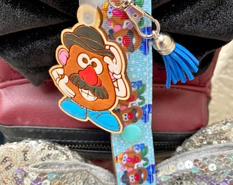 Mr Potato Head Toy Story Disney Ear Holder for Backpack W/ Custom Charm - Disney Ear Saver Mickey Ears Holder Key Fob Holder Headband Strap