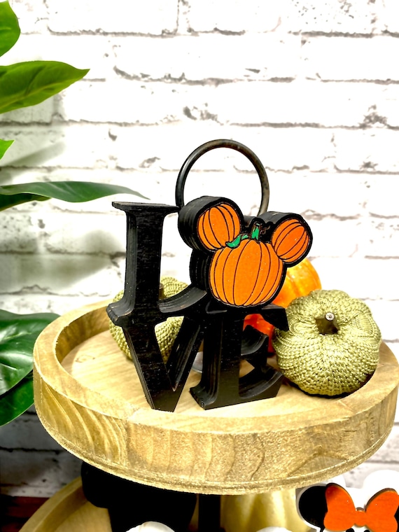 Disney Fall Home Decor Shelf Sitter Mickey Pumpkin Love Disney Theme Thanksgiving or Fall Shelf Sitter Wood Decor Disney Gifts