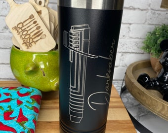 Laser Engraved Star Wars Lightsaber Tumbler: 22oz Stainless Steel