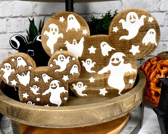 Disney Halloween Fantômes, Citrouilles et Chauves-souris Décor de plateau à plusieurs niveaux - Thème Disney Thanksgiving ou Fall Shelf Sitter - Wood Decor Disney Home Decor