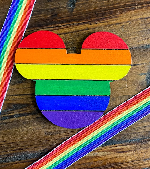 Wood Rainbow Disney Magnet Mickey Wood Laser Cut Lgbt Pride Etsy
