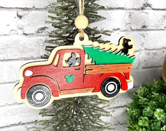 Retro Tree Farm Disney Christmas Decor Ornament Christmas Tiered Tray Decor Shelf Sitter Disney Decorations Christmas Gift Stocking Stuffers