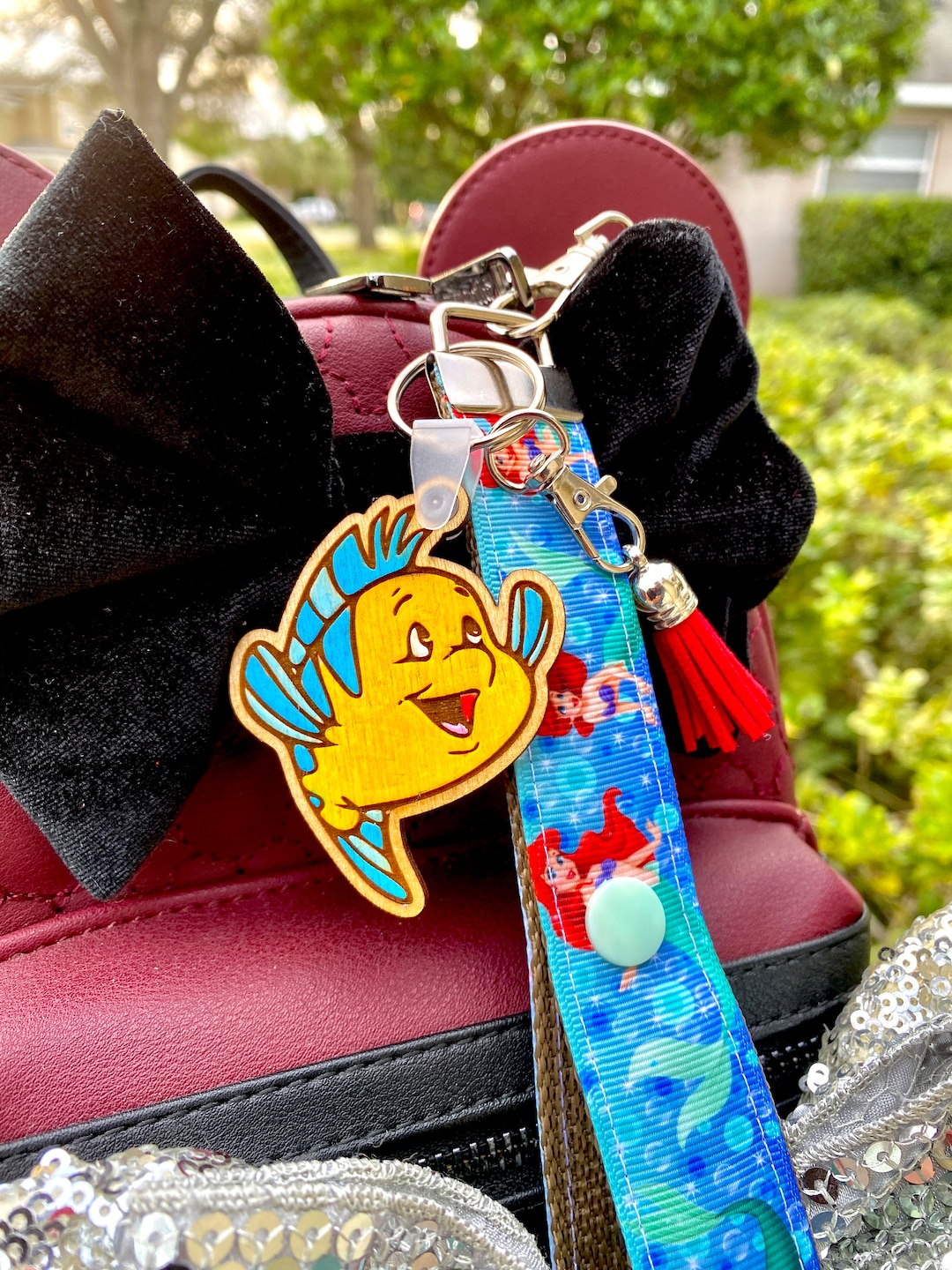 Little Mermaid Disney Ear Holder for Backpack Ear Saver W/ Custom Charm