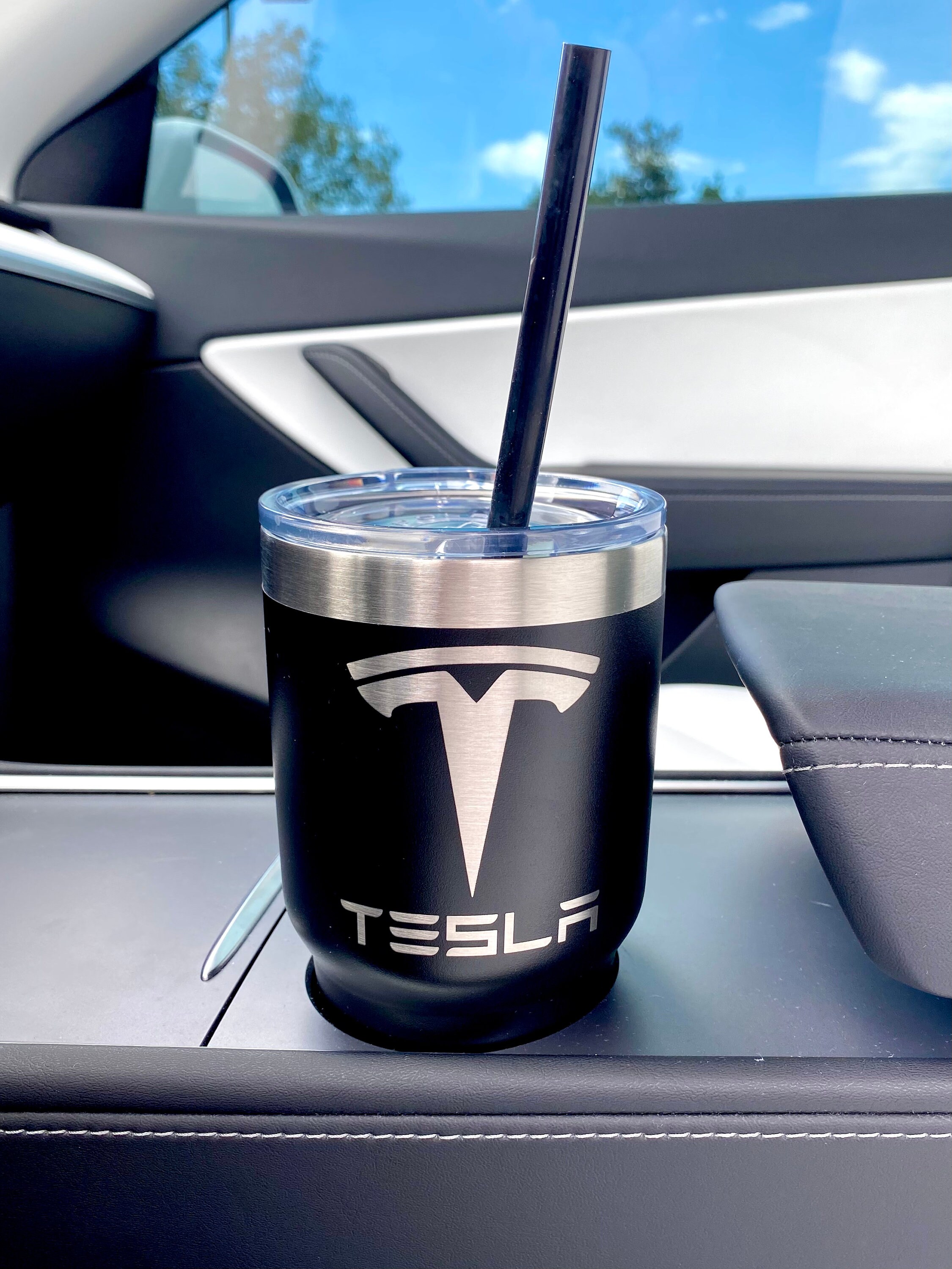 Personalized Tesla Tumbler, Laser Engraved Cup, 20 oz Stainless Steel