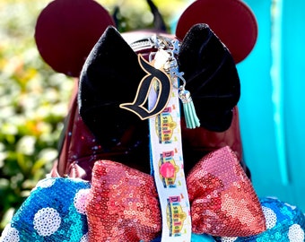 Disneyland Ear Holder: Backpack Clip, Wristlet Keychain with Custom Charm