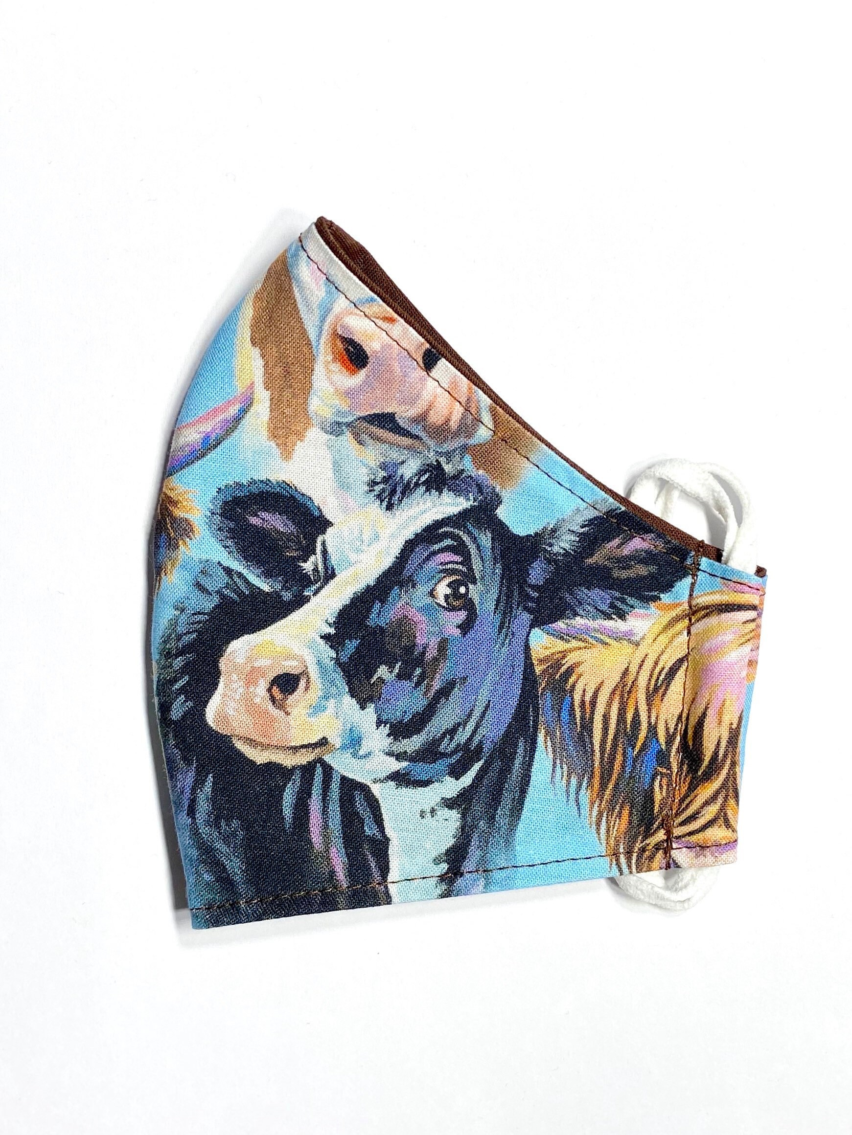 Handmade Fun Cow Cotton Face Mask High Quality Washable Face Etsy