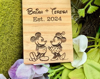 Personalized Mickey & Minnie Shelf Sitter Block | Custom Disney-Inspired Decor | Engraved Wood Block | Fish Extender | Disney Lover Gift