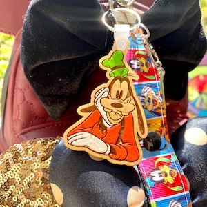 Goofy Ear Holder for Backpack W/ Custom Charm Disney Ear Saver Minnie Mickey Ears Holder Key Fob Holder Headband Strap Wristlet