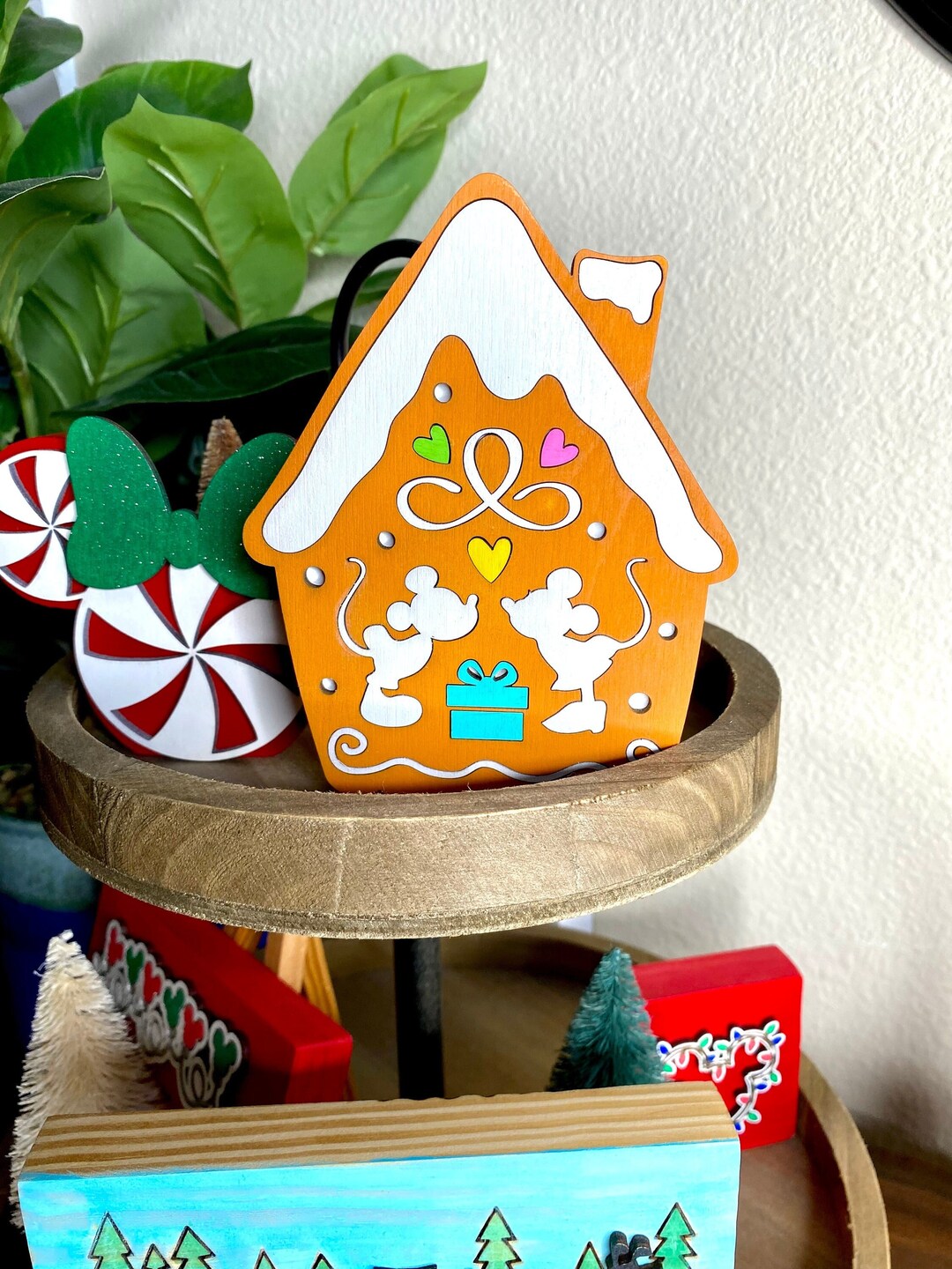 Disney Christmas Decor Gingerbread House Christmas Tiered Tray Decor