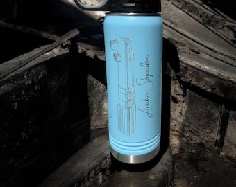 Personalized Star Wars Lightsaber Water Bottle: 20oz Stainless Steel Gift