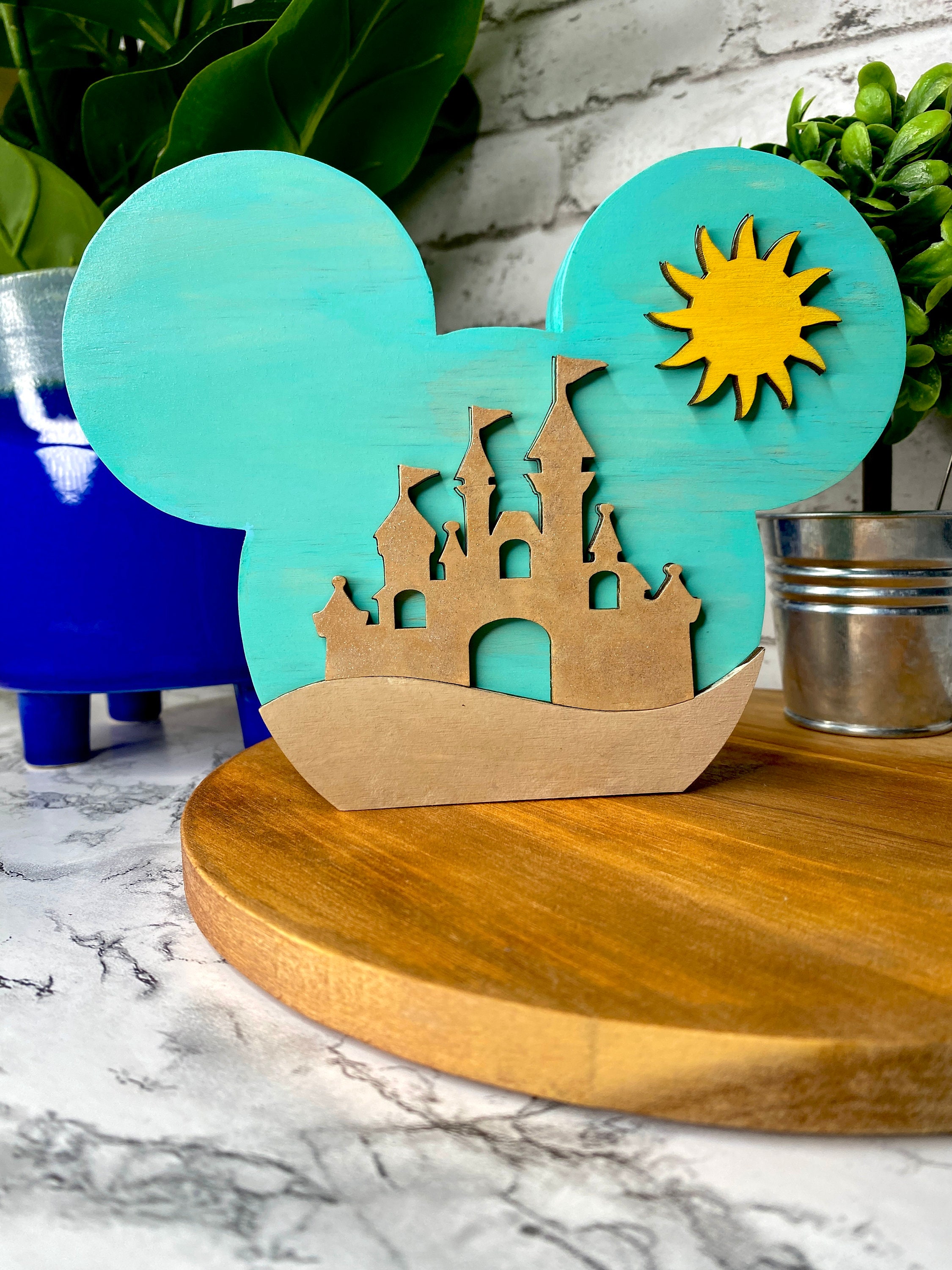Personalized Sandcastle Mickey Disney Shelf Sitters, Beach Disney