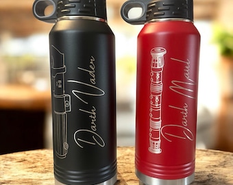 Personalized Star Wars Lightsaber Water Bottle: Laser Engraved 32oz Gift