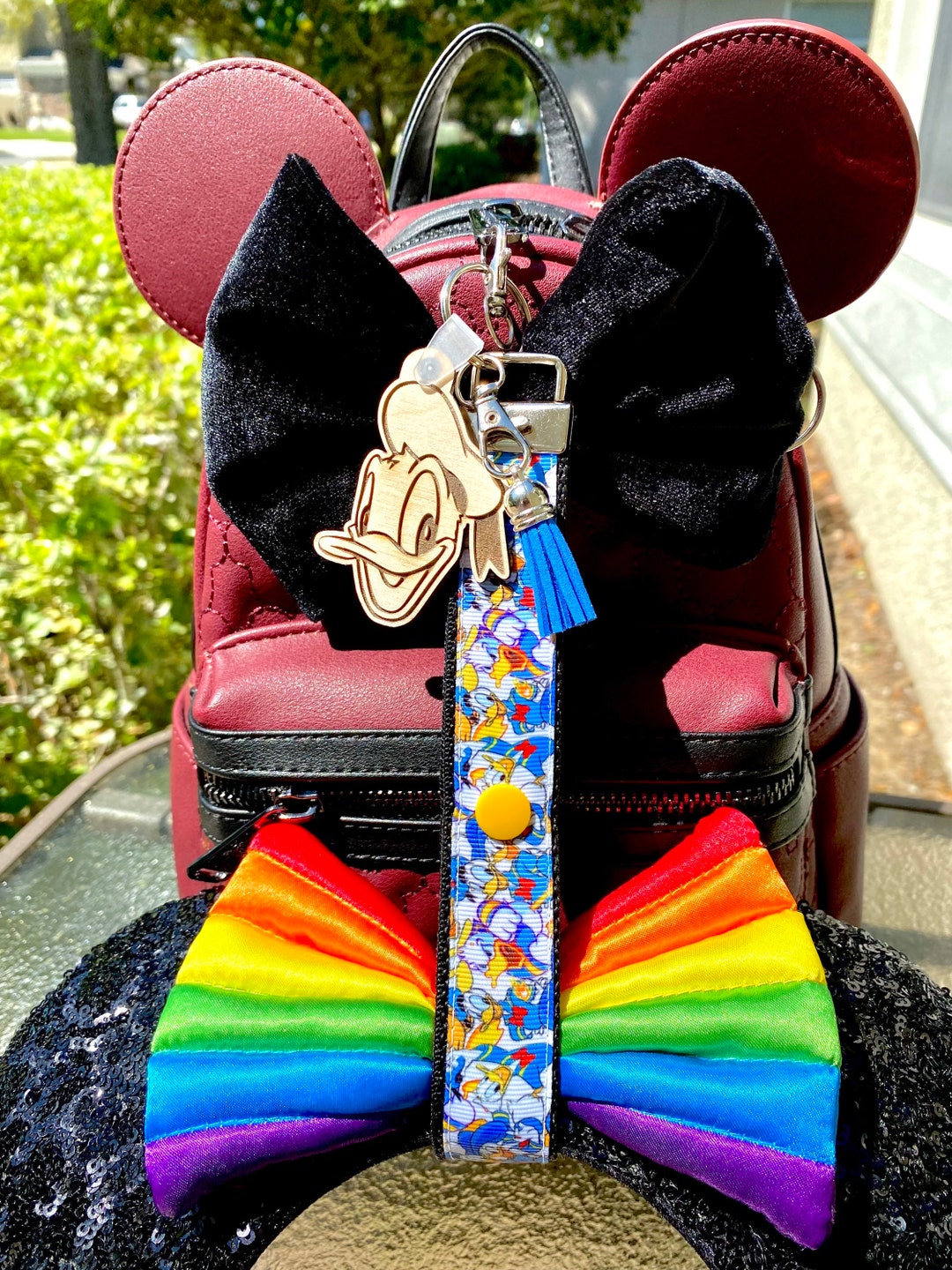 Donald Duck Disney Ear Holder for Backpack W/ Custom Charm Ear Saver