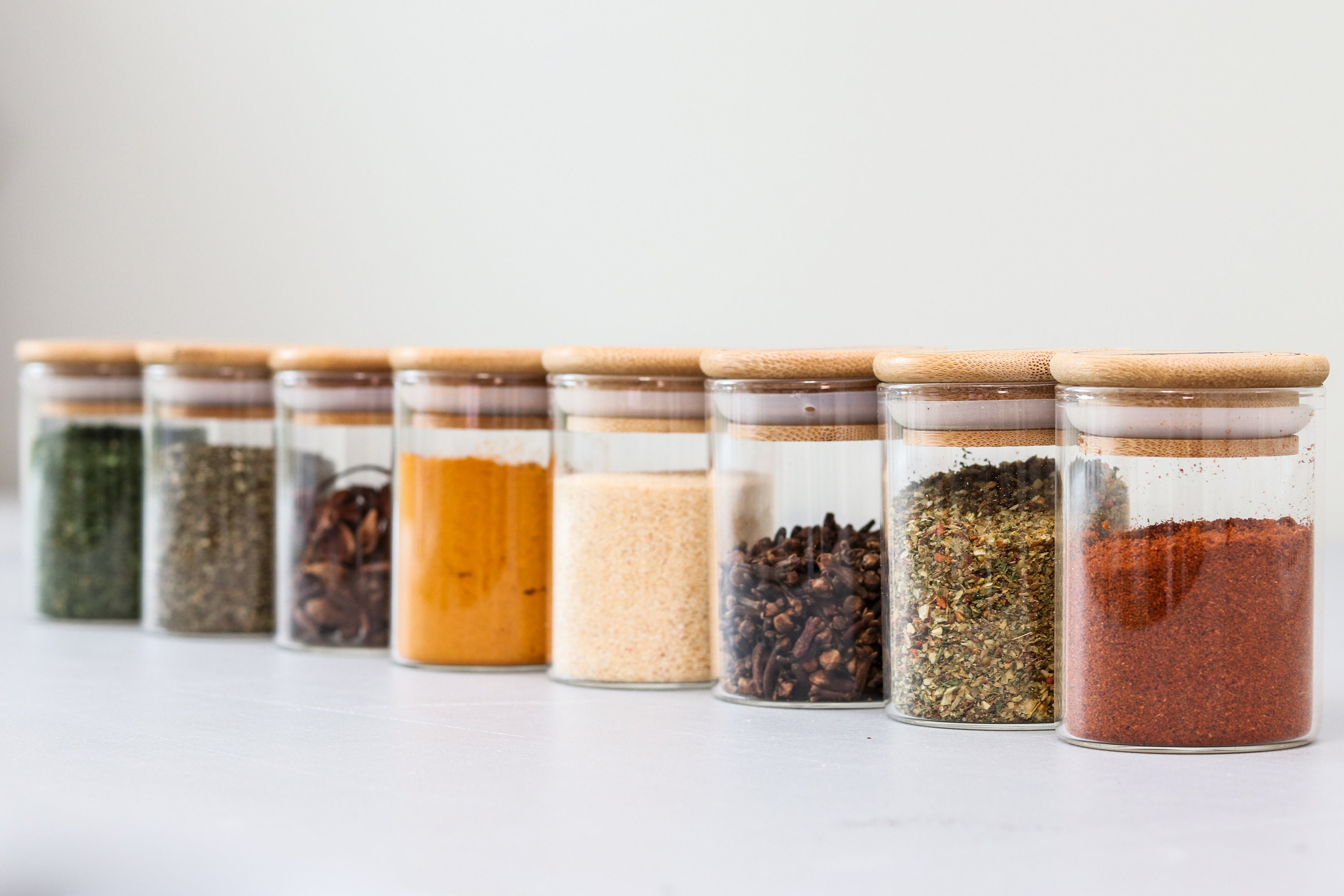 Glass Spice Jars Set of 20 With Bamboo Lids 150ml / 5oz Etsy Canada