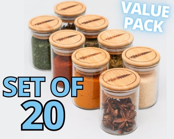 Set of 6 Spice Jars With Wooden Lids 150ml Mini Glass Storage Jars for Spice  Racks, Kitchen Cabinets, Storage & Storage 