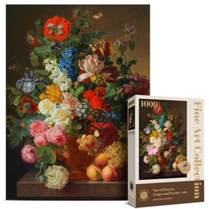 Antelope Vase of Flowers, Grapes and Peaches 1000 piece Jigsaw Puzzle