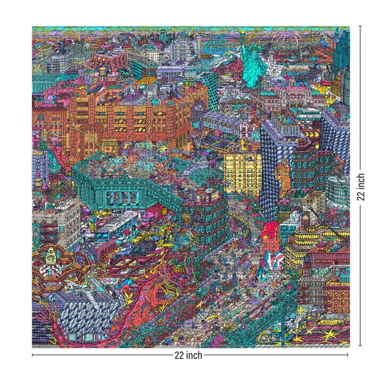 Antelope Cyber City 1000 Piece Jigsaw Puzzle - Black & White Cyberpunk Hell Difficulty, Matte Finish - View #7