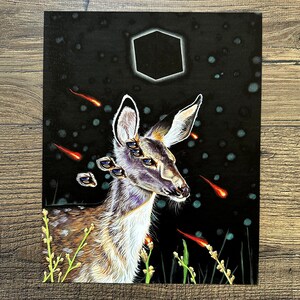 Deer print wildlife poster weird surreal art limited edition print giclee
